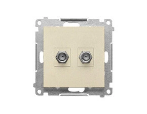 Zásuvka anténní SIMON TASF2.01/144, 2 násobná typ „F”, pro jednotlivé instalace, champagne matná