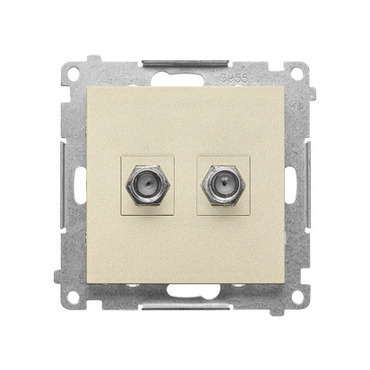 Zásuvka anténní SIMON TASF2.01/144, 2 násobná typ „F”, pro jednotlivé instalace, champagne matná