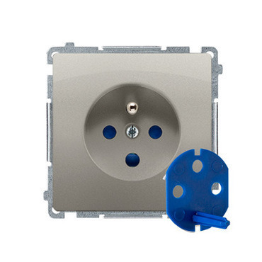 Zásuvka SIMON BMGD1.01/29, 1násobná DATA s klíčem, s uzemněním, 16A/250V~, šroubové svorky, saténová