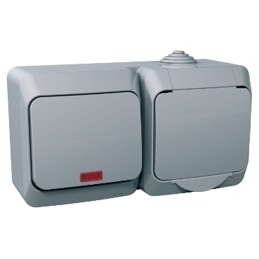 SCHN WDE000685 Cedar Plus IP44 - Zásuvka 230V 16A a přepínač střídavý s orientační kontrolkou řazení