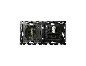 Sestava 2 násobná: 1 zásuvka+1 přepínač střídavý+1 USB nabíječka SmartCharge (2, 1 A),