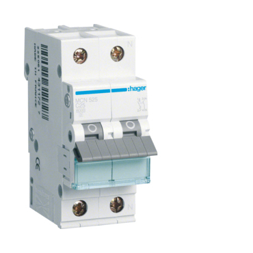Jistič dvoupolový HAGER MCN525 1+N pól. 25A, char.C, 6 kA