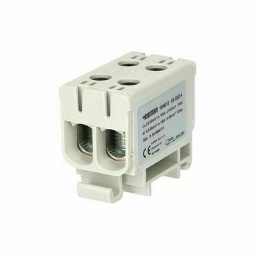 Svorka univerzální ELEMAN 1006613, UK 50/2 A, 160A, 1pól., AL/CU, krytá, šedá, na DIN