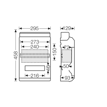 HEN KV 9220 Jističová skříň 1x 12 modulů + 12 mod. prostor pro přístroje bez obsluhy, bez svorkovnic