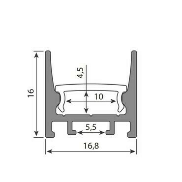 MC LED Přisazený hliníkový profil PJA 16x16mm bez difuzoru 2m