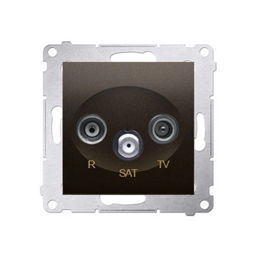 Zásuvka anténní SIMON DASP.01/46, R+TV+SAT průchozí, 1x vstup: 5 MHz÷2, 4 GHz, hnědá metalizovaná