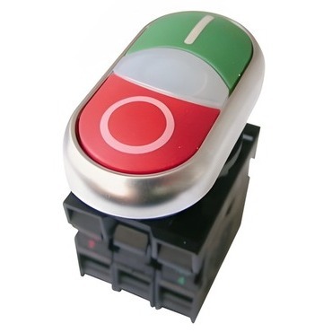 EATON 216509 M22-DDL-GR-X1/X0/K11/230-W Dvojité tlačítko se světelnou signalizací LED, kontakty 1Z 1