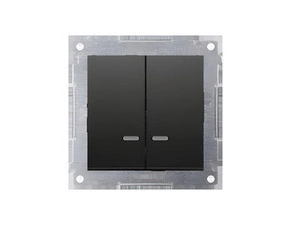 Přepínač křížový SIMON 54 DW7/2L.01/X/49, 2násobný, s podsvětlením, řazení 7So+7So, černá mat. metal