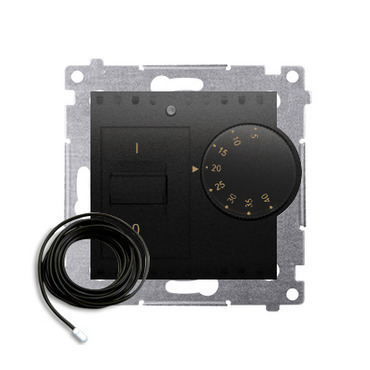 Termostat SIMON DRT10Z.02/49, s vnějším senzorem (přístroj s krytem), černá matná metalizovaná