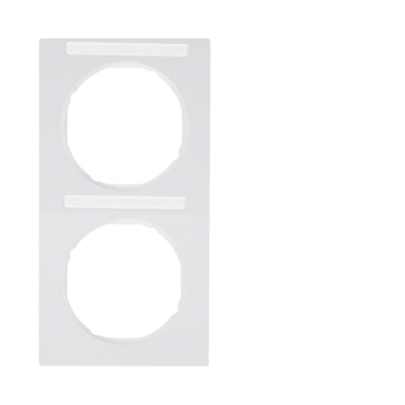 HAG 10122269 Rámeček 2-násobný s popisovým polem, svislý, Berker R.3, bílá, lesk
