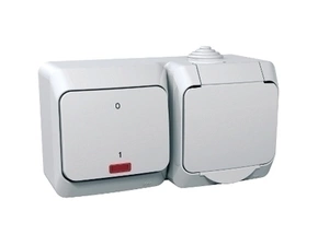 SCHN WDE000503 Cedar Plus IP44 - Zásuvka SCHUKO 230V 16A a spínač dvojpólový se signalizační kontrol