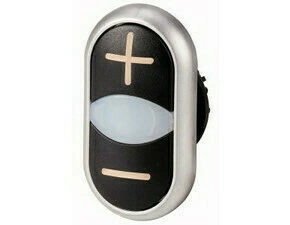 EATON 218145 M22-DDL-S-X4/X5 Dvojité tlačítko, zvýšené, bílá čočka pro signálku, titanový kroužek, +