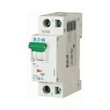 Jistič dvoupolový EATON 262727 PL7-B6/1N PL7, char B, 1+N-pólový, Icn=10kA, In=6A