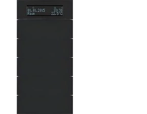 HAG 75665592 Senzor, tlačítkový, 5-násobné s pokoj. termostatem a displejem, B.IQ, sklo, černá