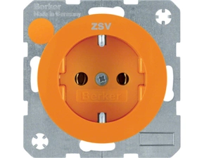 HAG 47432007 Zásuvka, SCHUKO, potisk "ZSV", bezšroub. svorky, Berker R.1/R.3, oranžová, lesk