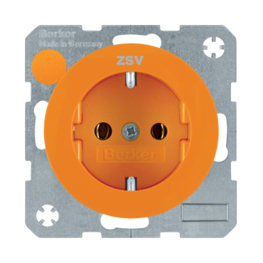 HAG 47432007 Zásuvka, SCHUKO, potisk "ZSV", bezšroub. svorky, Berker R.1/R.3, oranžová, lesk