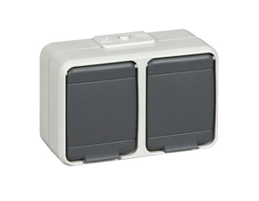 SCHN 455409 ELSO Aqua-Top - zásuvka SCHUKO dvojitá horizontální, 250V, 16A, IP44, světle šedá