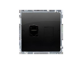 Zásuvka datová SIMON BASIC BM61.01/49, 1 násobná RJ45 6. kat., s protiprachovou clonkou, černá matná