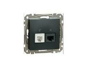 SCHN SDD114468 Sedna D/E - Datová zásuvka RJ45 kat.6 UTP + telefonní RJ11, Antracit