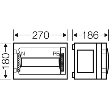 HEN FP 1109 Jističová skříň 9 modulů, se svorkovnicí PE/N, bez bočních stěn