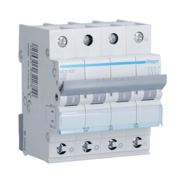 HAG MCS632 Jistič 3 + N pól. 32A, char.C, 6 kA, bezšroubové svorky