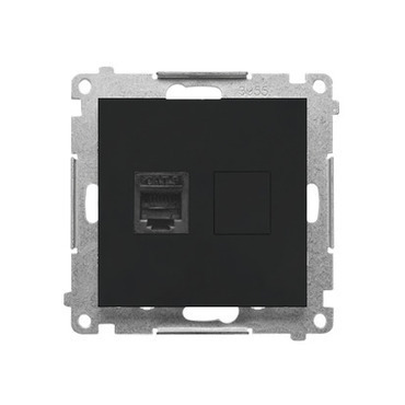 Zásuvka telefonní SIMON TF1.01/149, RJ12, 1 násobná (přístroj s krytem), černá matná