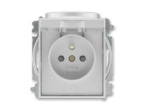 Zásuvka jednonásobná ABB Time 6619E-A06397 08, titanová, s clonkami, s víčkem (typ 6619)