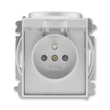Zásuvka jednonásobná ABB Time 6619E-A06397 08, titanová, s clonkami, s víčkem (typ 6619)