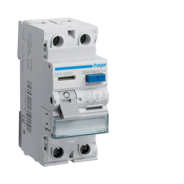 Chránič dvoupolový HAGER CFA225D Proudový chránič 2 pól. 25/0,3 A, A