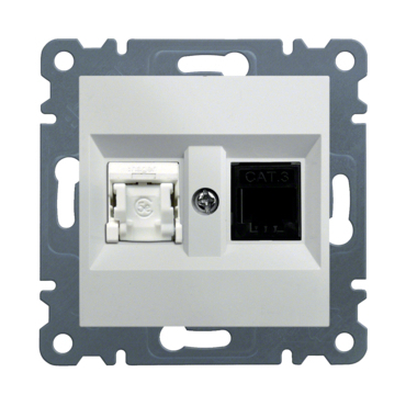HAG WL2210 Zásuvka telefoní 1 x RJ11 cat.3/ data 1 x RJ45 cat.5e - bílá, Lumina