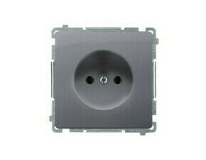 Zásuvka SIMON BMG1.01/43, 1 násobná, bez uzemnění, 16 A/250 V~, šroubové svorky, stříbrná