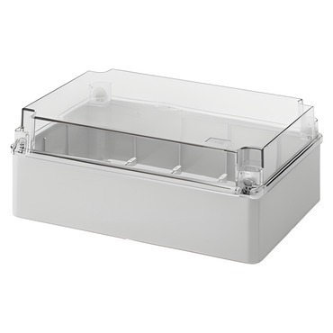 Spojovací krabice GEWISS GW44429 s průhledným víkem, plast. šroub, plombovací, ip56, 300x220x120