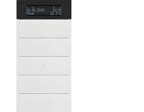 HAG 75665599 Senzor, tlačítkový, 5-násobné s pokoj. termostatem a displejem, B.IQ, bílá, mat