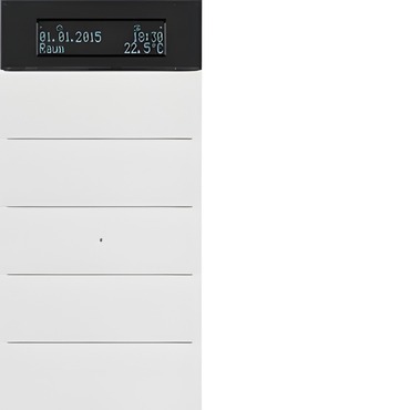 HAG 75665599 Senzor, tlačítkový, 5-násobné s pokoj. termostatem a displejem, B.IQ, bílá, mat