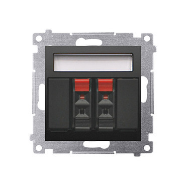 Zásuvka reproduktorová SIMON DGL32.01/49, 2 násobná s popisným polem, černá matná metalizovaná