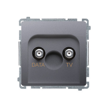 SIMON Basic BMAD1.01/21 Zásuvka  TV-DATA, typ F, DATA (strojek s krytem) 1x vstup: 5–1000 MHz; Inox