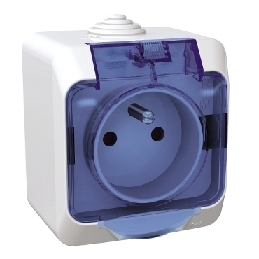 SCHN WDE000542 Cedar Plus IP44 - Zásuvka 230V 16A 2P+PE, bílá s čirým krytem