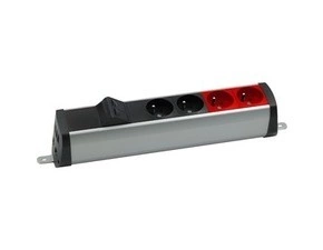 Blok zás. prohlub. SIMON 480 48230E220K00000-40, 2 zás.+2 zás.UPS+úhl. kryt 2xRJ45, šr., hliník./če