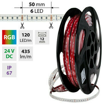 LED pásek MC LED SMD4040 RGB, 120LED/m, 14W/m, DC 24V, 435lm/m, IP67, 12mm, 5m