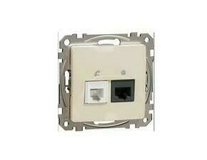 SCHN SDD112468 Sedna D/E - Datová zásuvka RJ45 kat.6 UTP + telefonní RJ11, Béžová