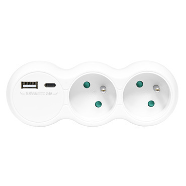 Rozbočka zásuvková ECOPLANET XQBZ IP20, 2x zásuvka, bílá