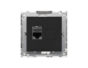 Zásuvka datová SIMON 55 T61E.01/149, 1násobná stíněná RJ45 kat. 6 s protiprachovou clonkou, černá ma