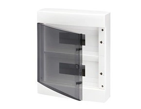 Dekor. rozvaděč nástěnný GEWISS GW40047BS, 24m (12x2) ip40, 1ks n/pe svorkovnice, kouřová dvířka