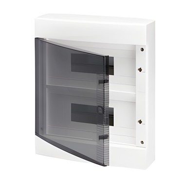 Dekor. rozvaděč nástěnný GEWISS GW40047BS, 24m (12x2) ip40, 1ks n/pe svorkovnice, kouřová dvířka