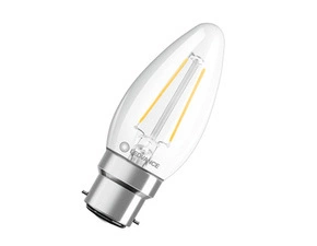 LED žárovka svíčka LEDVANCE LED CLB25 2.5W 827 FILCL B22D P, čiřá
