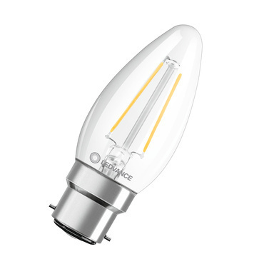 LED žárovka svíčka LEDVANCE LED CLB25 2.5W 827 FILCL B22D P, čiřá