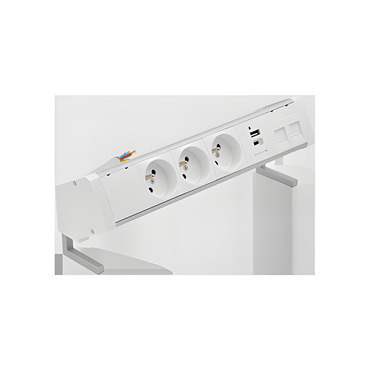 Blok zásuvkový na desku SIMON 480 48430E30BK00000-30, 3 zás.+USB nab.+kryt 2xRJ45+15cm kabel, hlin./