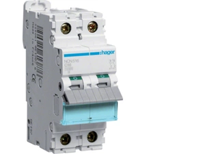 Jistič dvoupolový HAGER NCN516 1+N pól. 16A, char.C, 10 kA