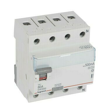 Chránič čtyřpolový LEGRAND 411809 TX3 CHRÁN. 4P 80A 500MA A-S