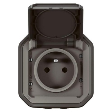 Zásuvka jednonásobná LEGRAND PLEXO 069791L, 2P+T, clonky, antracit